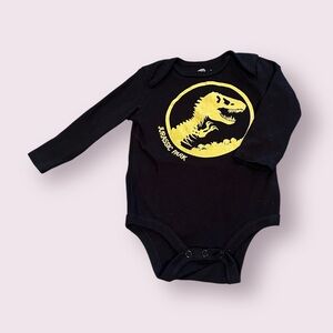 Baby Universal Studios Jurassic Park Black Long Sleeve Body Suit Gold Sz 6-9 Mon
